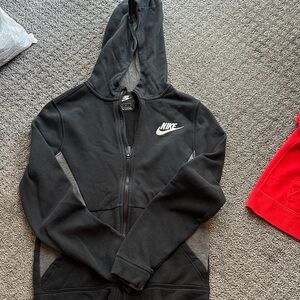 Nike Black Full-Zip Hoodie with White Logo